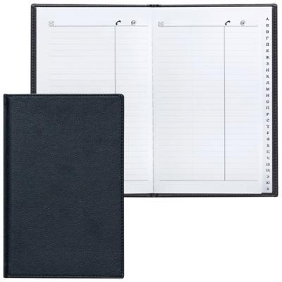 Телефонная книжка А5 136*202мм, 96л, BRAUBERG ВЫР.АЛФАВИТ, под классическую кожу, черн,123504