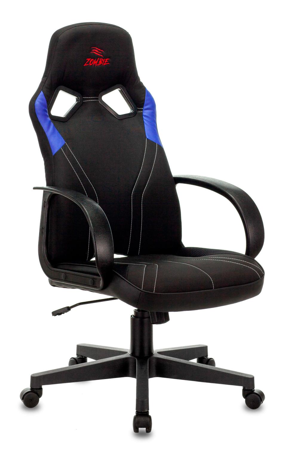 Кресло игровое ZOMBIE RUNNER черный/синий искусст. кожа/ткань крестовина пластик