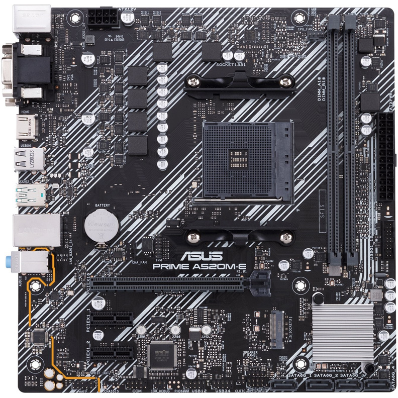 Материнская плата Asus PRIME A520M-E Soc-AM4 AMD A520 2xDDR4 mATX AC`97 8ch(7.1) GbLAN RAID+VGA+DVI
