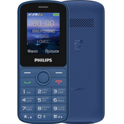 Сотовый телефон Philips E2101 синий (2G,2*SIM, 1,77" ,TN,160х128, microSD до 32Gb,1000 мАч,FM,BT)