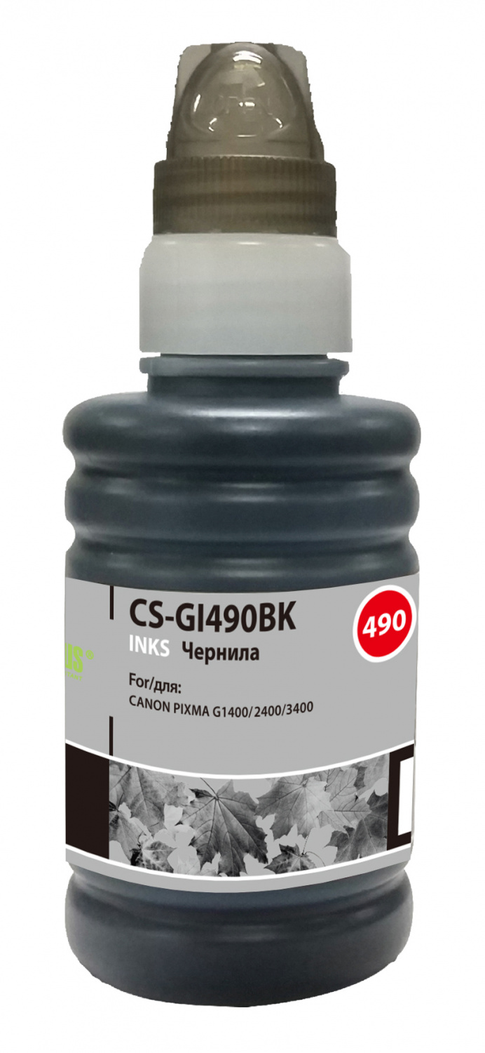 Чернила Cactus CS-GI490BK GI-490 черный 100мл для Canon Pixma G1400/G2400/G3400