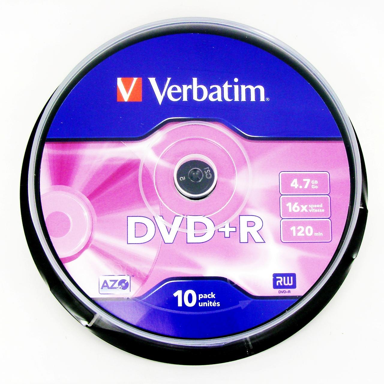Записываемый диск DVD+R 4.7Gb Verbatim <10шт. тех. упаковка>