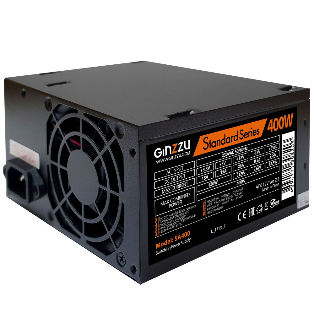 Блок питания 400W Ginzzu SA400