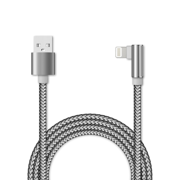 Дата-кабель USB с разъемом 8-pin для Apple 1м, Jet.A JA-DC45 2A серебристый в оплетке