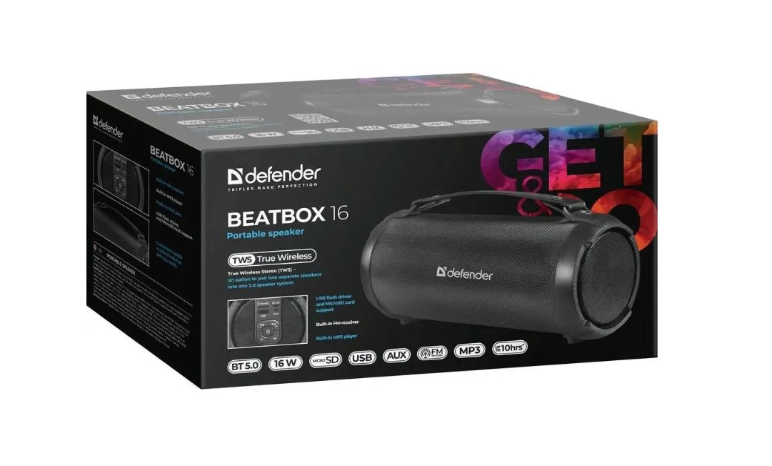 Колонки DEFENDER Beatbox 16 16Вт, BT/FM/TF/USB/AUX/TWS