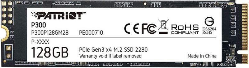 Диск SSD M.2 2280 128Gb Patriot P300 P300P128GM28 PCI-E x4 (1600/600Mbs,150000 IOPS,3D TLC,SM2263XT)