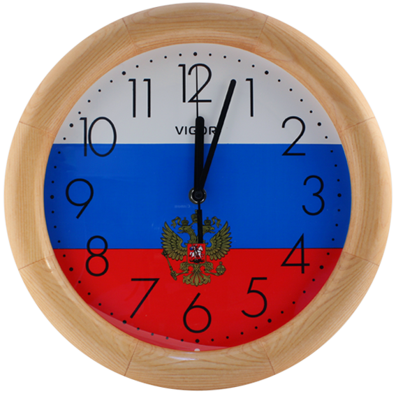 Часы настенные Vigor Д-30 Флаг с гербом в дереве, диаметр 300 мм