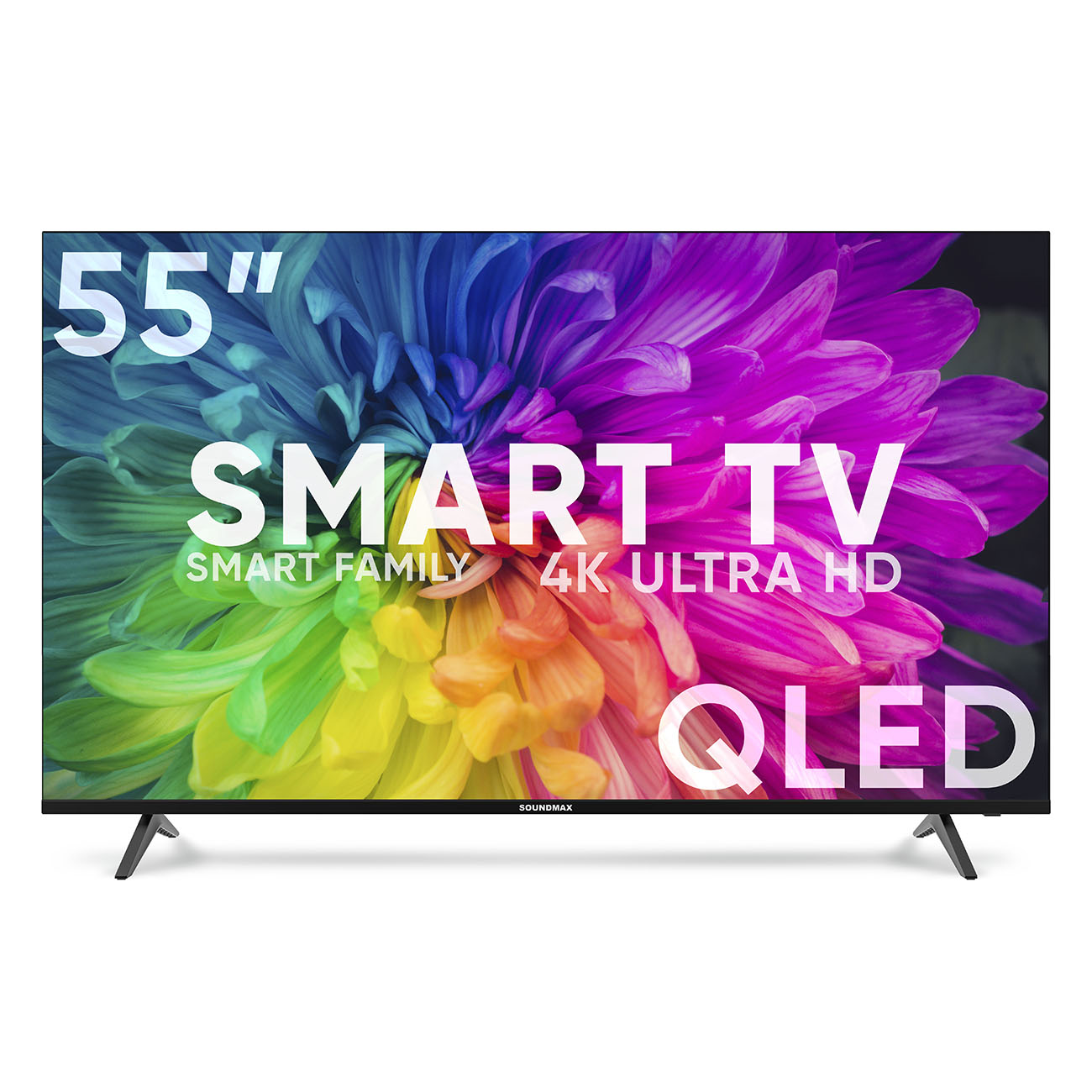 Телевизор 55" SOUNDMAX SM-QLED55T2SU(черный) QLED SmartTV
