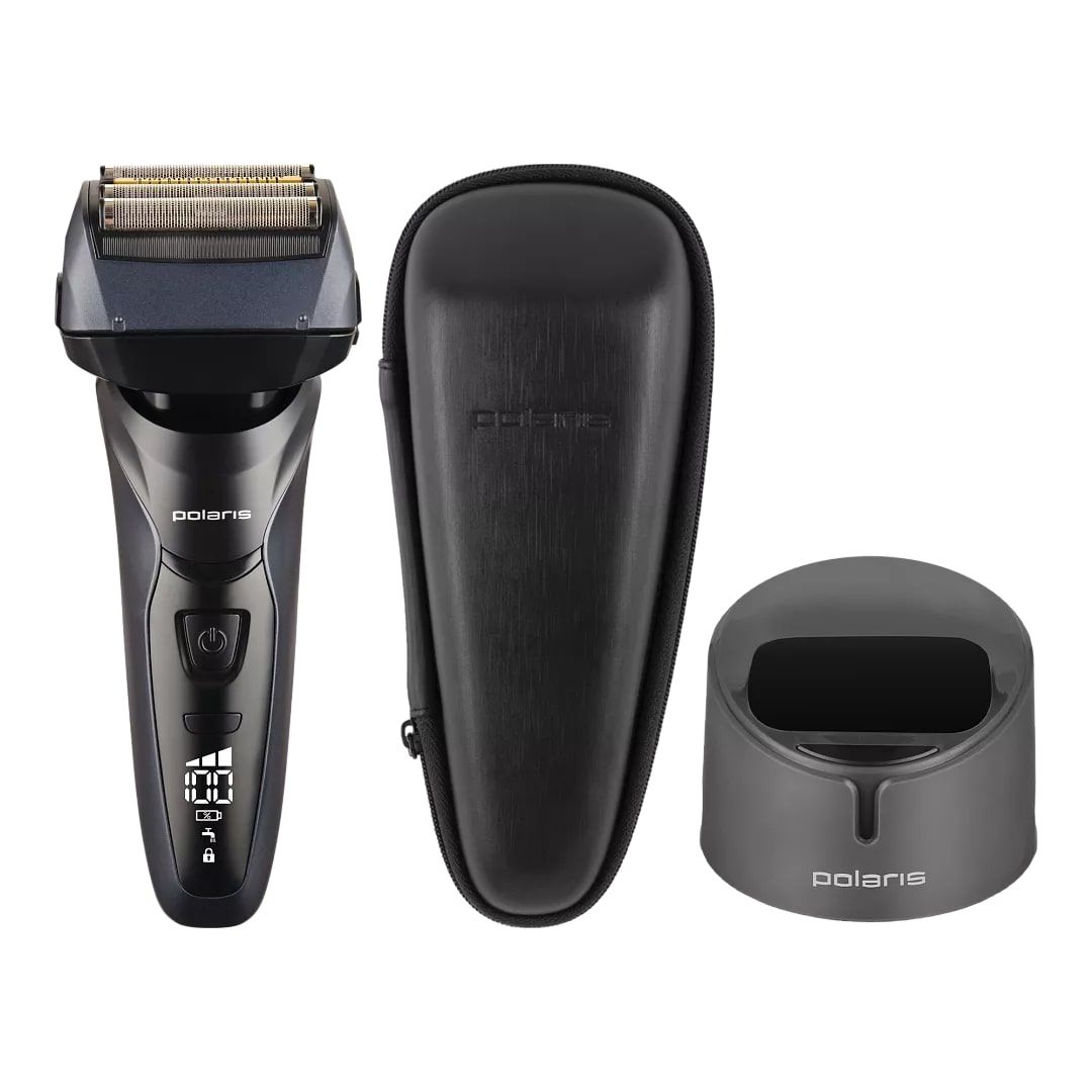 Бритва Polaris PMF 1016RC сеточная, wet&dry 7D PROF 4+аккумуляторная Черный с синим