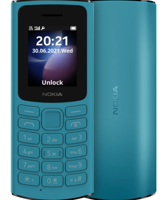 Сотовый телефон Nokia 105 TA-1557 DS Cyan (2G,2*SIM,1.8",160х128,1000 мАч,FM-радио,BT,фонарик)
