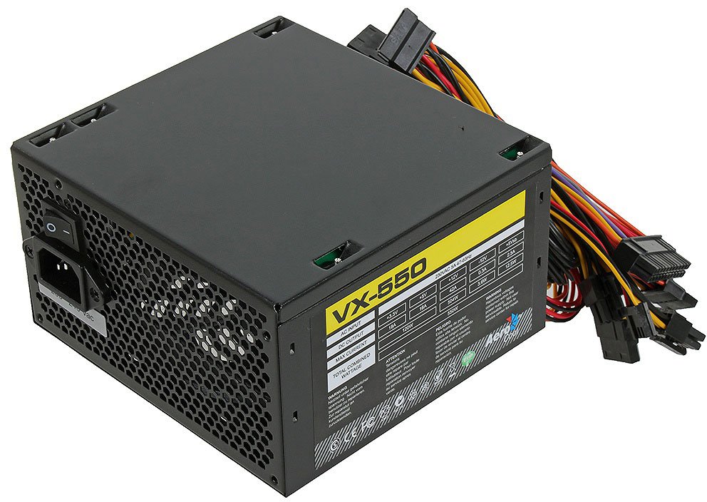 Блок питания 550W Aerocool VX-550 PLUS (ATX 12V 24+8 pin,3 SATA,3 MOLEX ,1x 6 / 8-pin разъем)