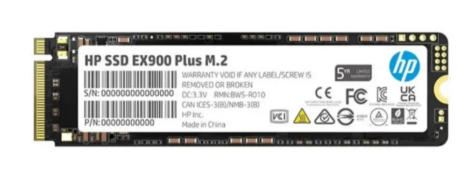 Диск SSD M.2 2280 512Gb HP EX900 Pro <9XL76AA> (PCI-E 3.0 x4, up to 1900/1740MBs,320TBW, NVMe)