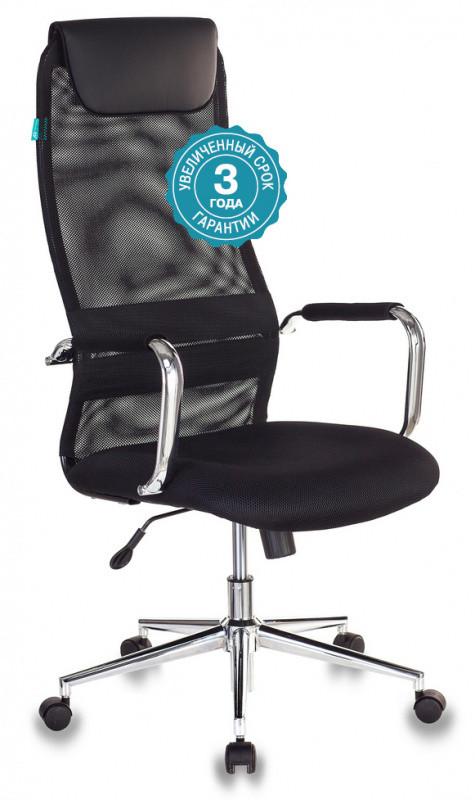 Кресло руководителя Бюрократ KB-9N, BLACK черный TW-01 TW-11 сетка крестовина хром