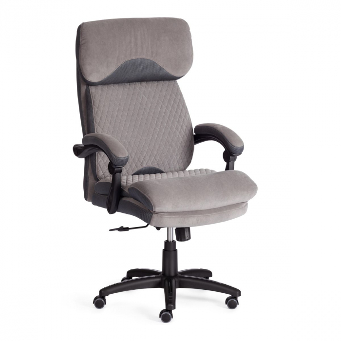Кресло TETCHAIR CHIEF флок/ткань, серый, 29/12