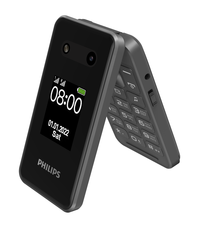 Сотовый телефон Philips E2602 серый(2G,2*SIM, 2,8"+1,77",320х240,mSD до 16Gb,0.3 Мп,1800 мАч,Type-C)