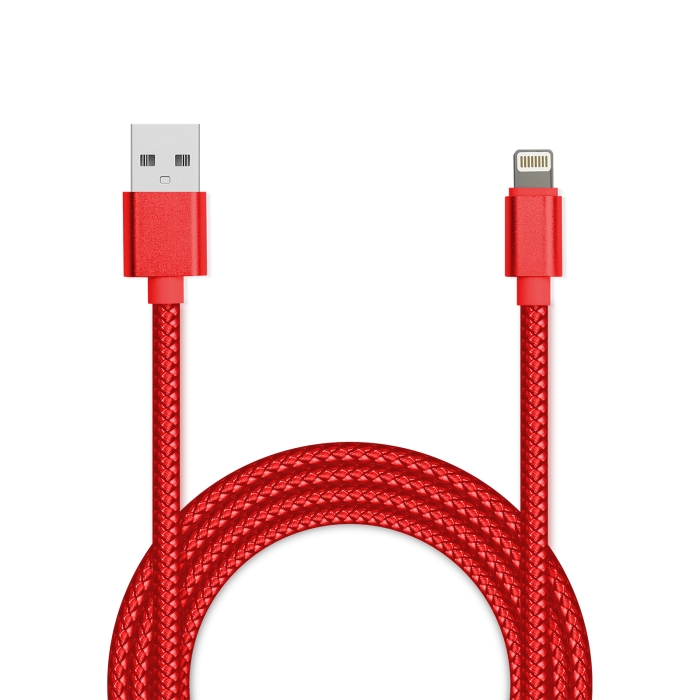 Дата-кабель USB с разъемом 8-pin для Apple 2м,  Jet.A JA-DC44 2А красный в оплетке