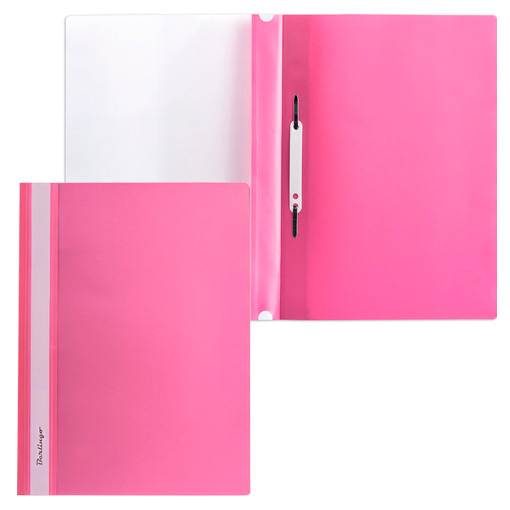 Папка-скоросшиватель пластик. А4, 180мкм, розовая с прозр. верхом, ASp_04112,  BERLINGO*,  184159