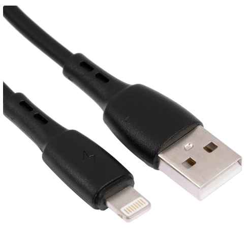 Дата-кабель USB с разъемом 8-pin Carmega для Apple 1м, ПВХ, black, CAR-C-AL1M-BK