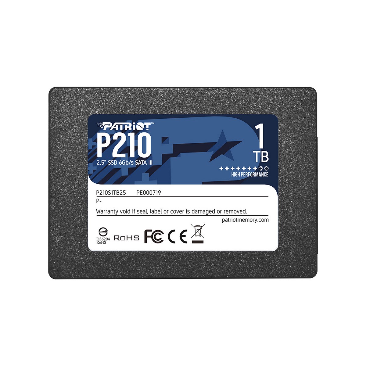 Диск SSD 2,5"_ 1Tb Patriot P210 (P210S1TB25) SATA III (500/400Mbs,30000 IOPS,3D TLC,SM2258XT)