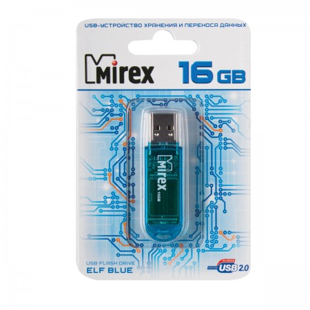 Флэш-память USB_ 16 GB Mirex Elf, USB 2.0, Синий