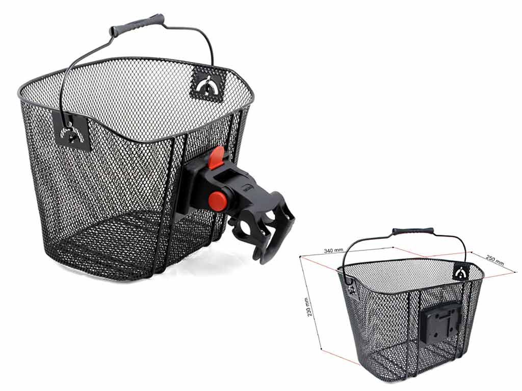 Корзина на руль,BL-B-009 быстросъемная с крепл. на руль,сталь,34*25*26 ручка для переноски,черная
