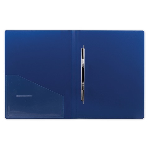 Папка с металлическим скоросшивателем и внутренним карманом BRAUBERG "Contract",син,до 100 л.,221782
