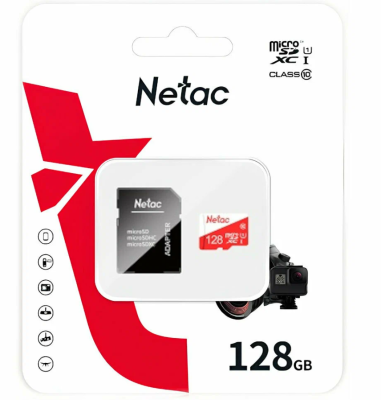 Карта памяти Transflash (MicroSDХC) Card 128 GB Class 10 Netac NT02P500ECO-128G-R P500ECO with adapt