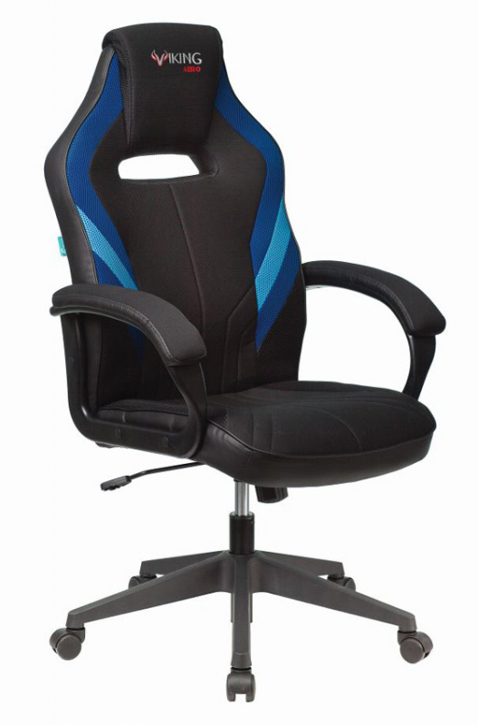 Кресло игровое Бюрократ VIKING-3 AERO BLUE черный/синий искусст.кожа/ткань