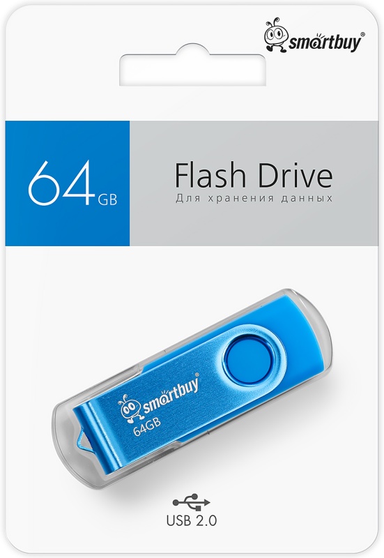 Флэш-память USB_ 64 GB Smartbuy Twist Blue (SB064GB2TWB)