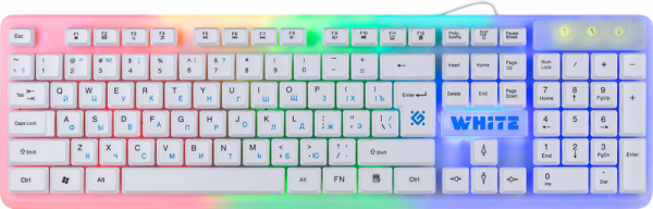 Клавиатура Defender White GK-172 RU,радуж. подсветка,104 кнопки, игровая