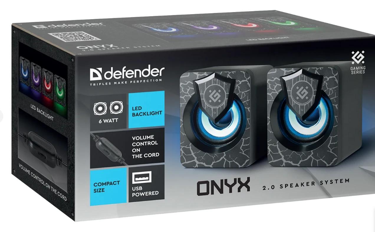 Колонки DEFENDER Onyx 2.0 6Вт, подсветка, питание от USB