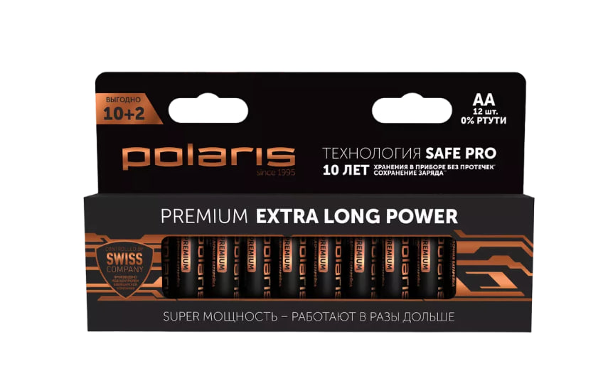 Батарейки Polaris PB AA (LR6) Premium алкалиновые 12 шт. блистер