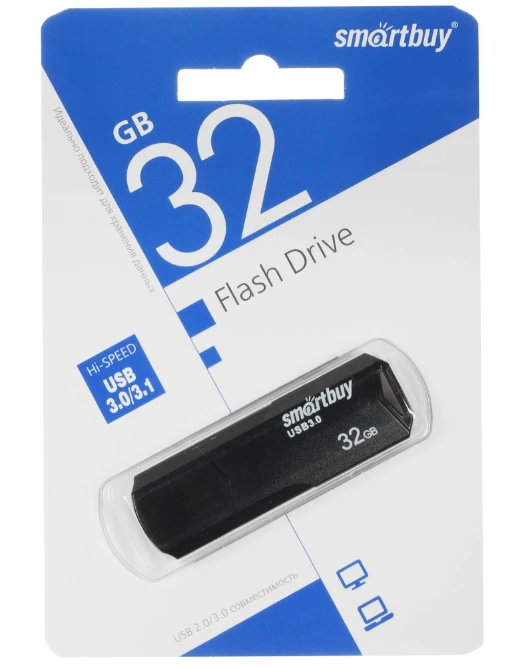 Флэш-память USB_ 32 GB Smartbuy CLUE Black (SB32GBCLU-K3) USB 3.0
