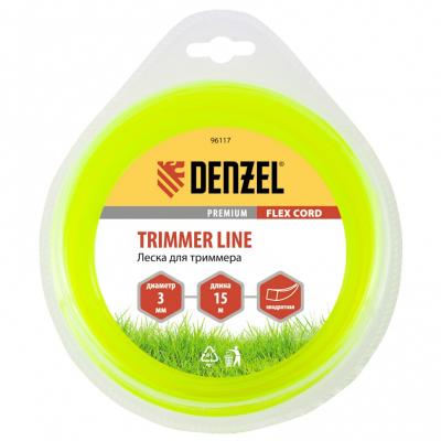 Леска для триммера Denzel 3,0мм х 15м квадрат FLEX CORD/ 96117