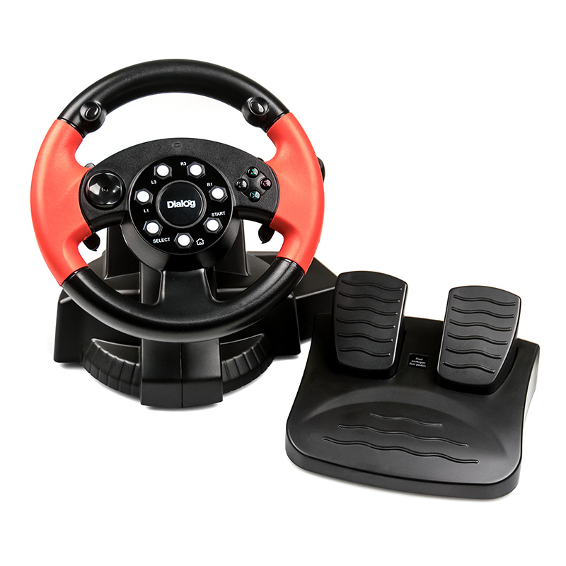 Руль Диалог GW-225VR Dialog E-Racer - вибро, 2 педали + рычаг, PC USB/PS4&3/XB1&360/Android/Switch