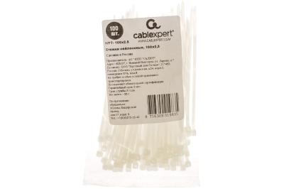 Стяжка Cablexpert NYT-100x2.5 пластиковые 100 мм х 2.5 мм, белые (100 шт.)