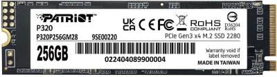 Диск SSD M.2 2280 256Gb Patriot P320 P320P256GM28 PCI-E x4(2200/1200Mbs,120 TBW,NVMe)