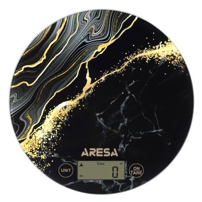 Весы кухонные Aresa AR-4315 7кг/3г, CR2032, круглые, "черный мрамор"