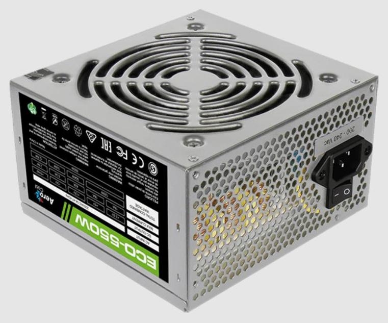 Блок питания 550W Aerocool Eco 550W (ATX 12V 24+8 pin,4 SATA,3 MOLEX ,1x 6 / 8-pin разъем)