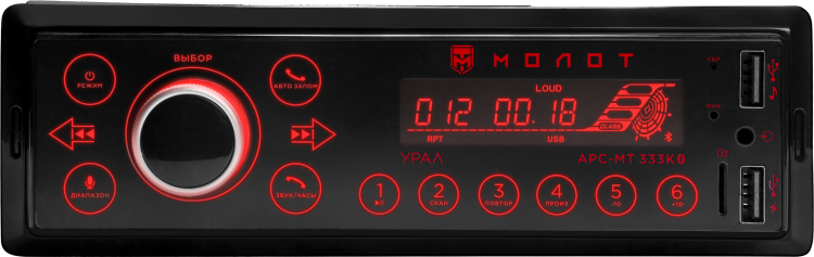 Автомагнитола Ural Молот АРС-МТ 333К 1DIN 4x25Вт