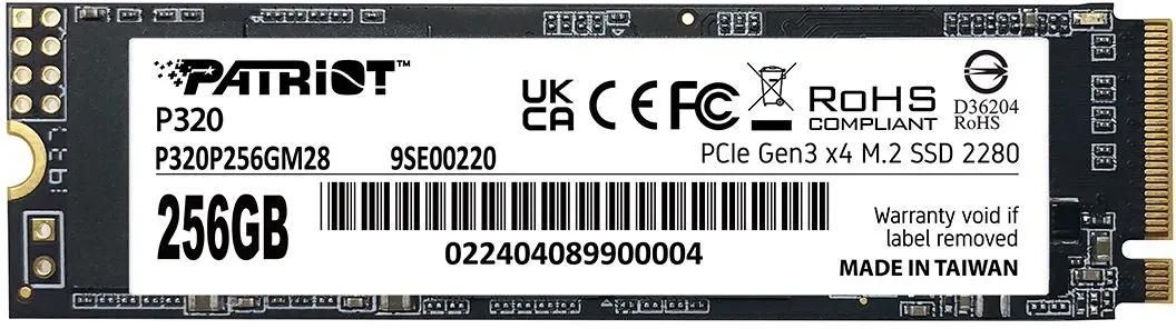 Диск SSD M.2 2280 256Gb Patriot P320 P320P256GM28 PCI-E x4(2200/1200Mbs,120 TBW,NVMe)