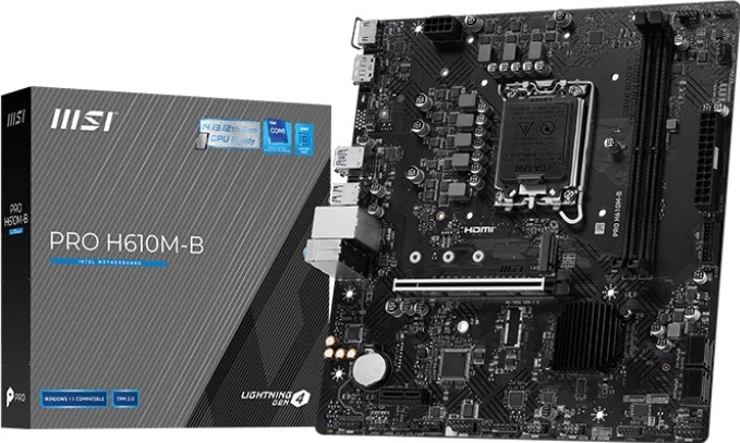 Материнская плата MSI PRO H610M-B DDR5 PCI-E Dsub+HDMI GbLANSATA MicroATX 2DDR5 M.2
