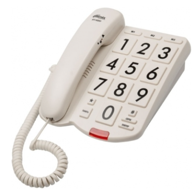Телефон проводной RITMIX RT-520 ivory, без дисплея, с большими кнопками и крупн. цифрами, цвет слоно