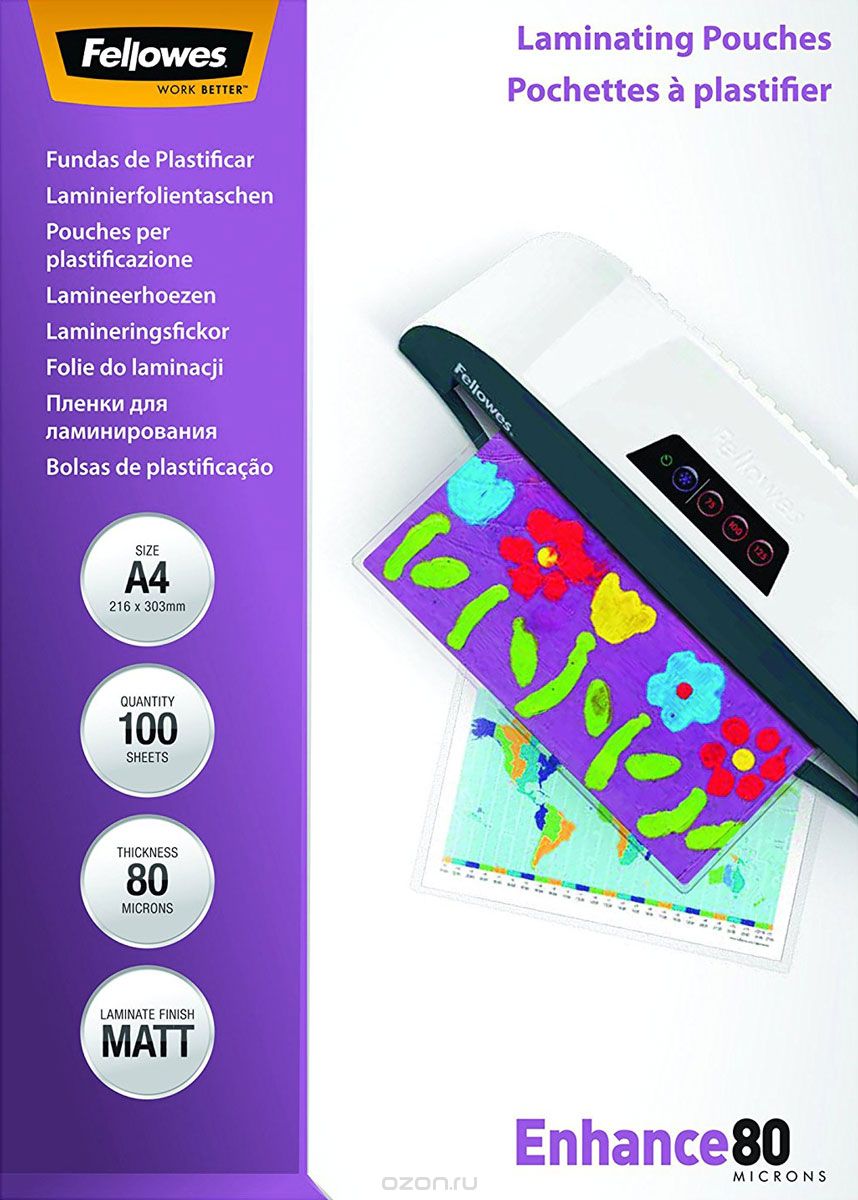 Пленка Fellowes [FS-54521] А4, 80 мкм, матовая, пачка 100л.