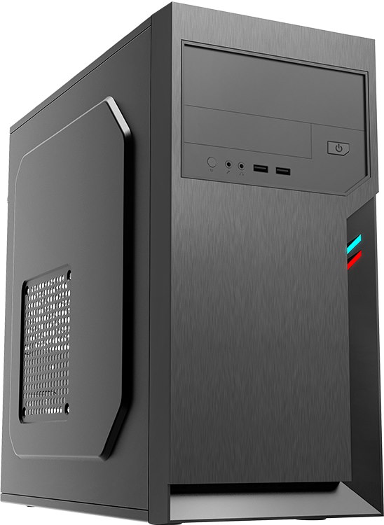 Корпус FoxLine FL-702 (FL-702-FZ450-U32) (5,25"*1/3,5"*2/2,5"*3/USB 3.0x 2/audio/450W)mATX черный