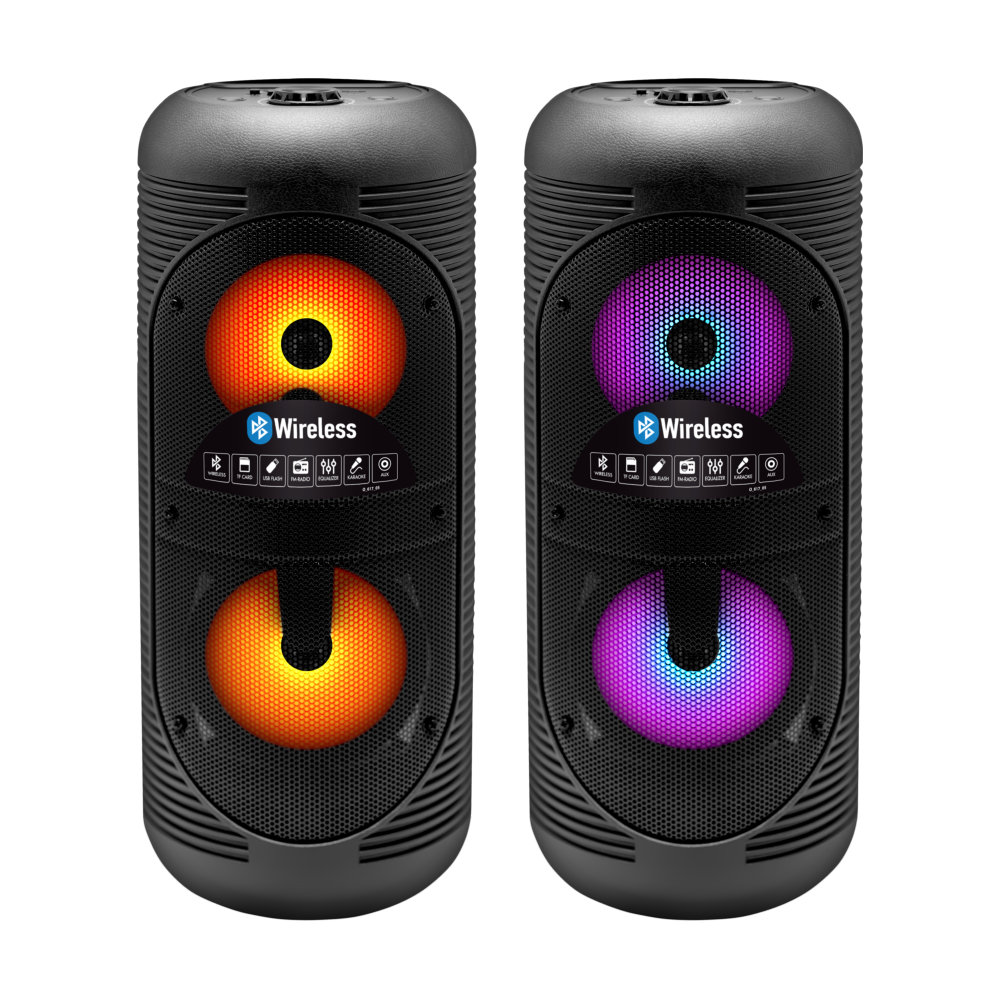 Колонка Ginzzu GM-210, Акустическая система Midi RGB/BT/USB/TF/FM/ДУ