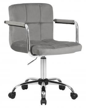 Офисное кресло DOBRIN TERRY (цвет сиденья серый велюр, цвет основания хром)
