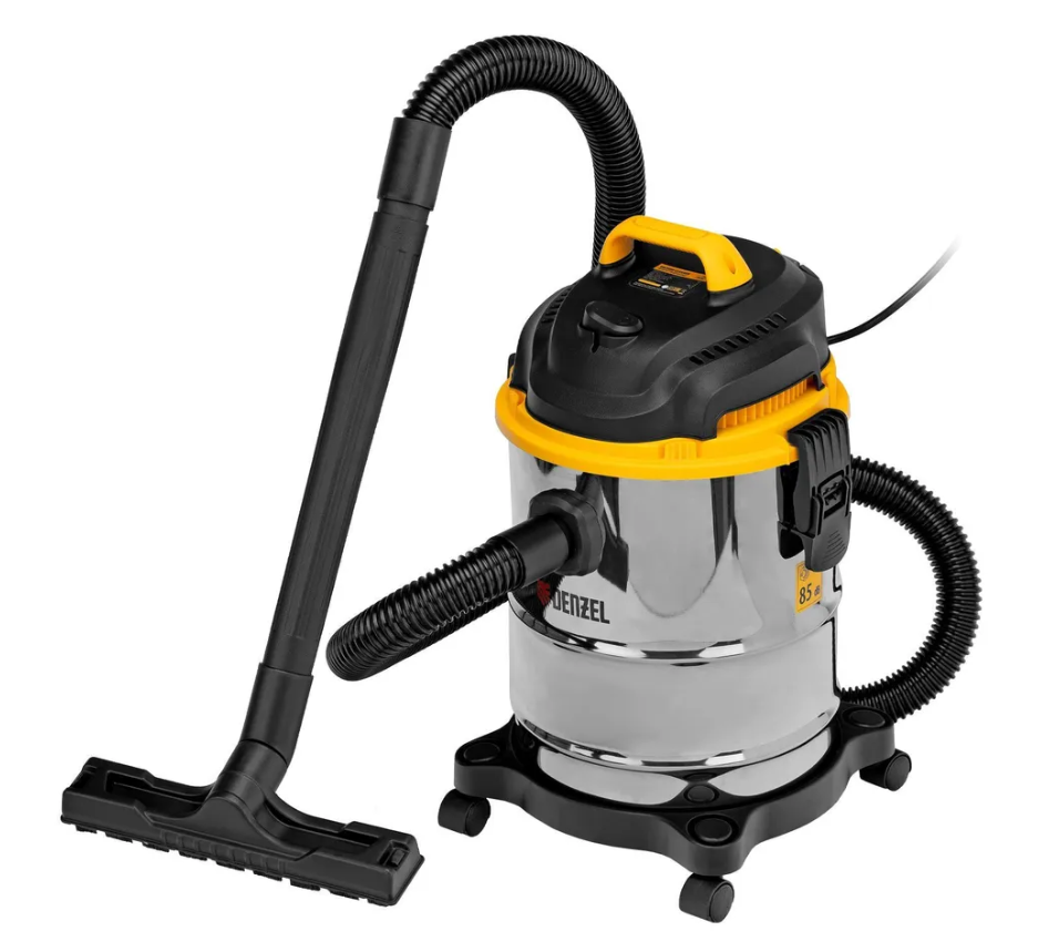 Строительный пылесос Denzel SVC15, 1200 Вт, бак 15 л, сухая уборка + сбор влажного мусора