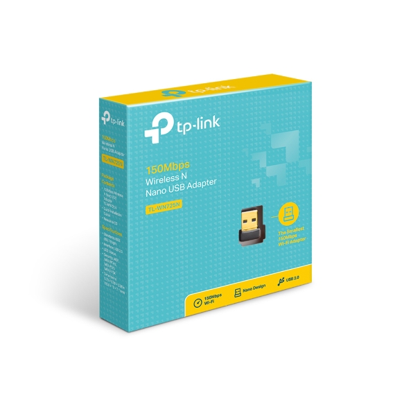Сетевой адаптер TP-Link TL-WN725N Нано USB 2.0 (802.11b/g/n 2.4ГГц 150Мбит/с,1x2dBi) черный