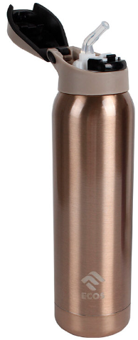 Термобутылка спортивная с трубочкой Ecos , объём: 500 мл, цвет: бронзовый